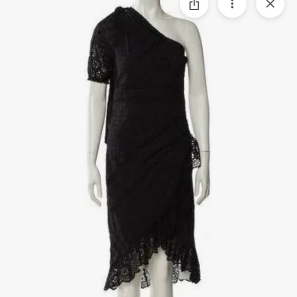 Ulla Johnson Dresses & Skirts - Ulla Johnson One-Shoulder Black Eyelet Lace Dress - Size 2
